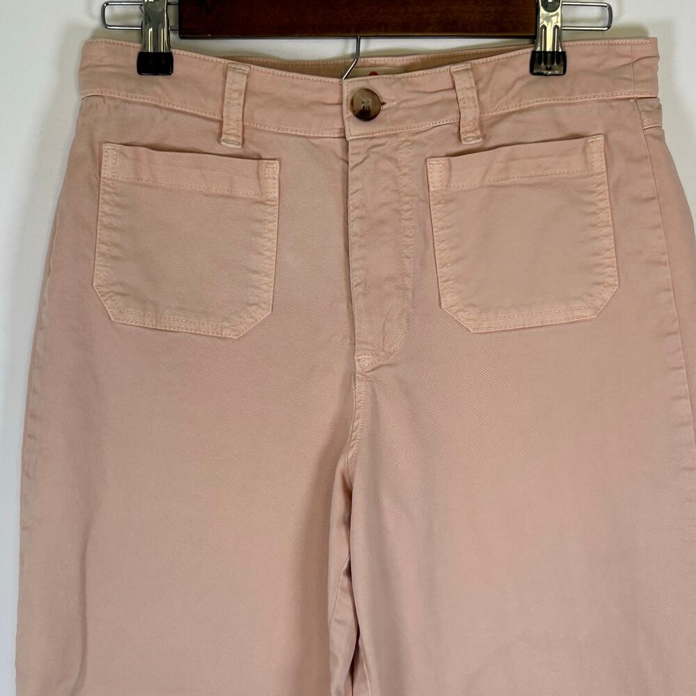 Marine Layer Bridget Cotton Cropped Wide Leg Jeans, Peachy, Sz 6